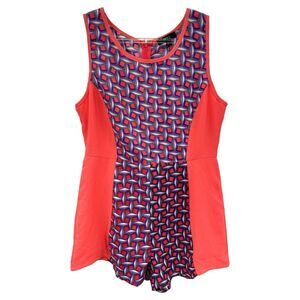 NEW Very‎ J Black Romper Abstract Orange Blue Large Geometric Vacation Beach